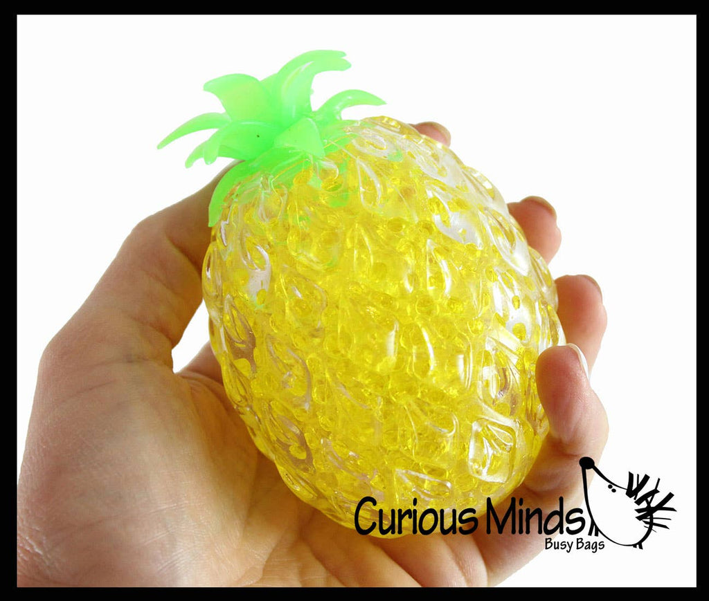 1 Yellow Pineapple Fruit Water Bead Filled Clear Squeeze Str