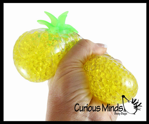 1 Yellow Pineapple Fruit Water Bead Filled Clear Squeeze Str